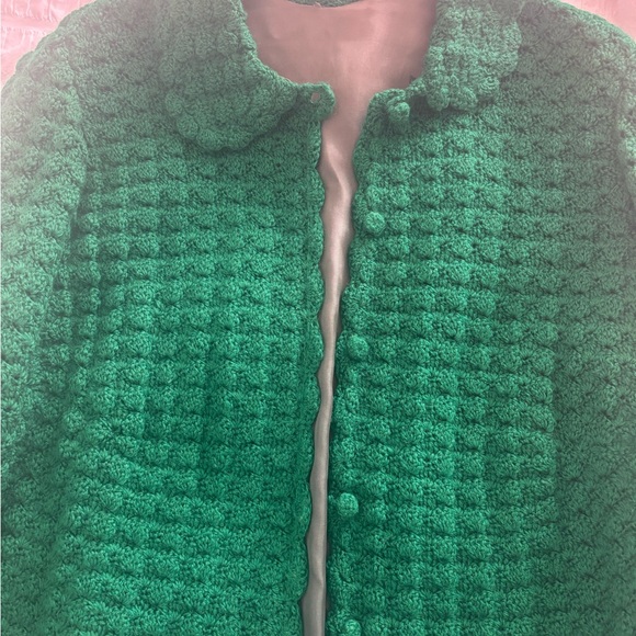 Vintage Hand Knit Green Women's Jacket - Picture 8 of 12